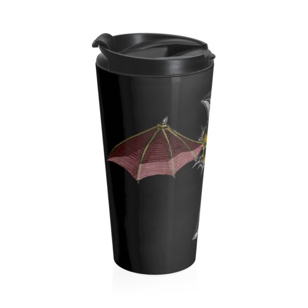 Winged Skull Crucifix, Stainless Steel Travel Mug - Image 4