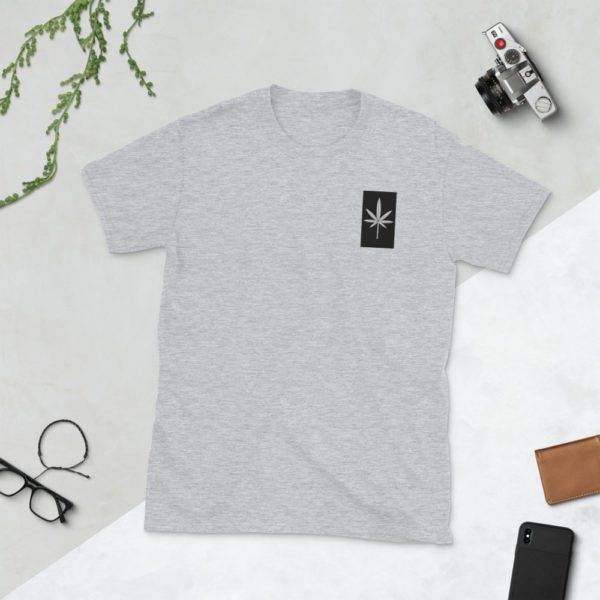 Black and White Leaf, Embroidered Short-Sleeve T-Shirt - Image 7