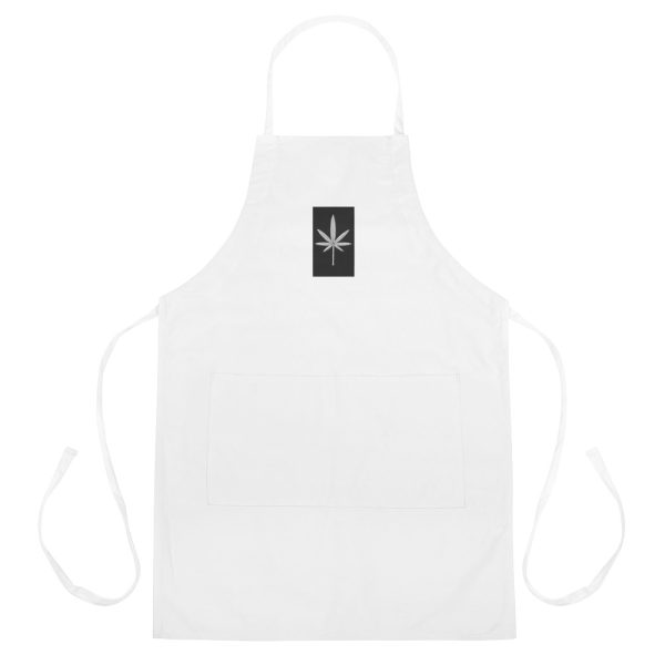 Black and White Leaf, Embroidered Apron - Image 2