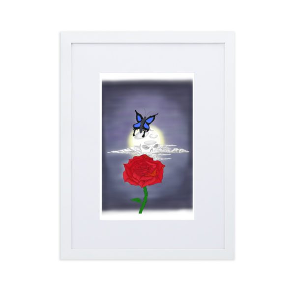 Skull Moon Rose, Matte Paper Framed Poster With Mat - Image 2