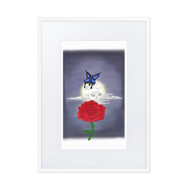 Skull Moon Rose, Matte Paper Framed Poster With Mat - Image 3