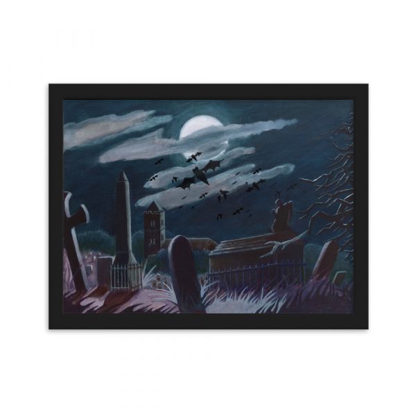 Graveyard after Dark, Framed matte paper poster