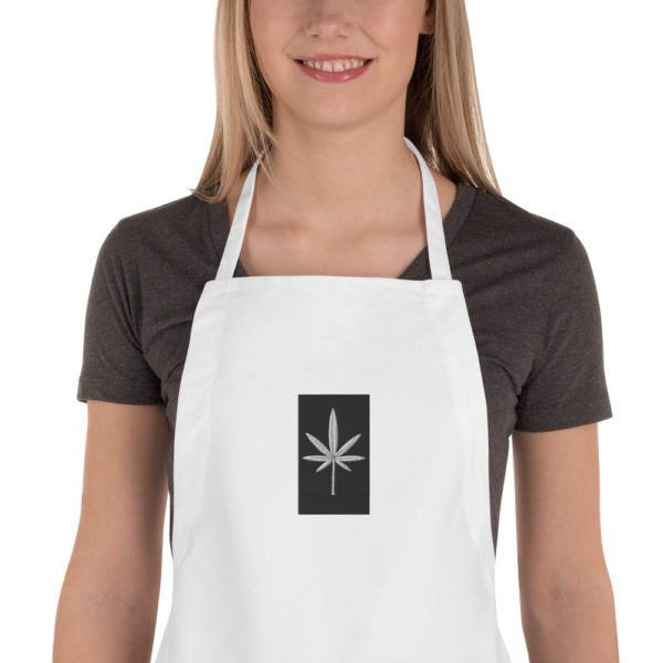 Black and White Leaf, Embroidered Apron - Image 5