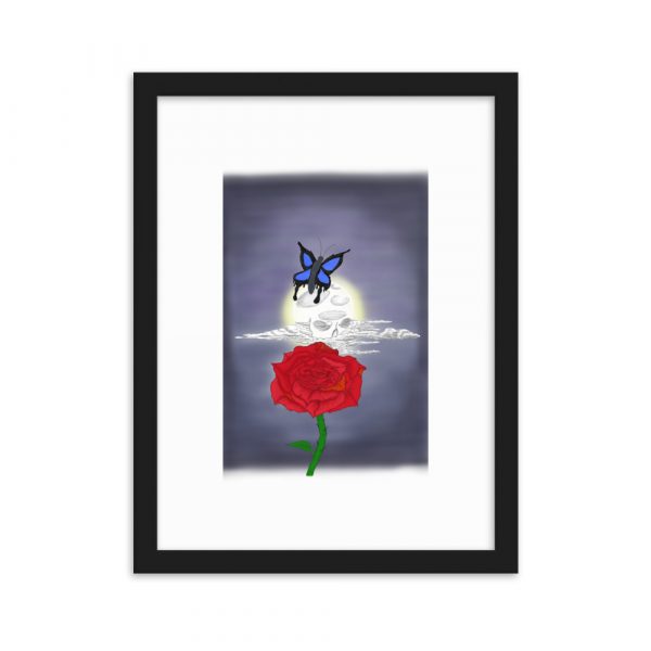 Skull Moon Rose, Framed matte paper poster
