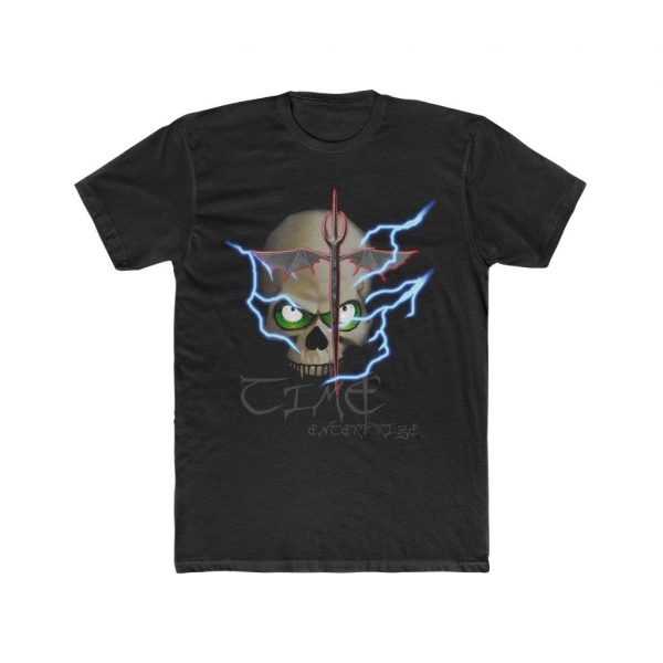 Lightning Skull, Men's Cotton Crew Tee