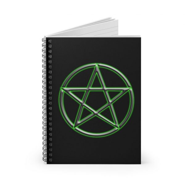 Pentagram Green, Spiral Notebook - Ruled Line