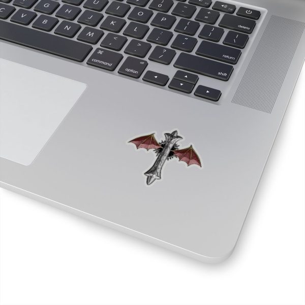Bat Winged Crucifix v2, Kiss-Cut Stickers - Image 2
