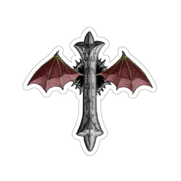 Bat Winged Crucifix v2, Kiss-Cut Stickers - Image 3