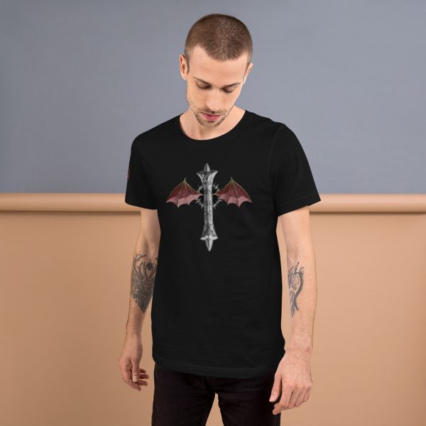 Bat Winged Crucifix, Short-Sleeve T-Shirt - Image 5
