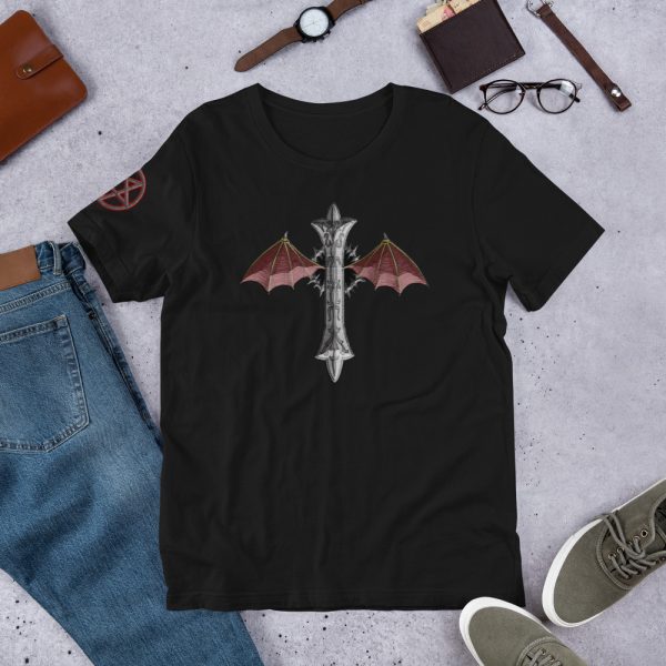 Bat Winged Crucifix, Short-Sleeve T-Shirt - Image 4