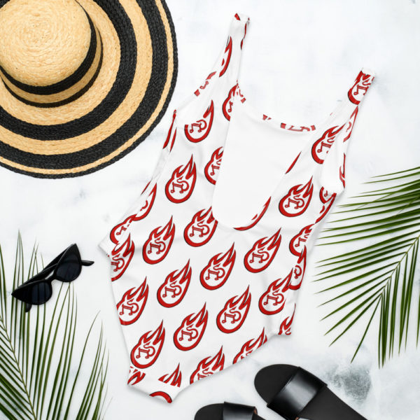 Flaming Devil Music Note, One-Piece Swimsuit - Image 2