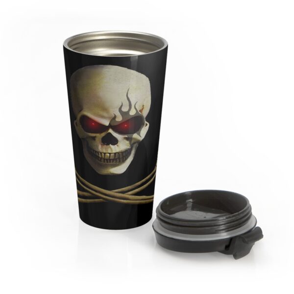 Skull and Crossed Arm, Stainless Steel Travel Mug - Image 5