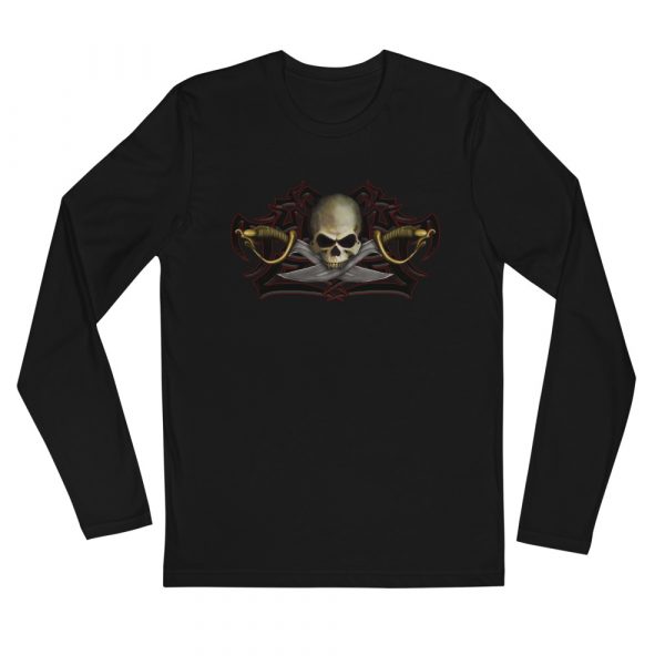 Skull and Cutlass, Long Sleeve Fitted Crew