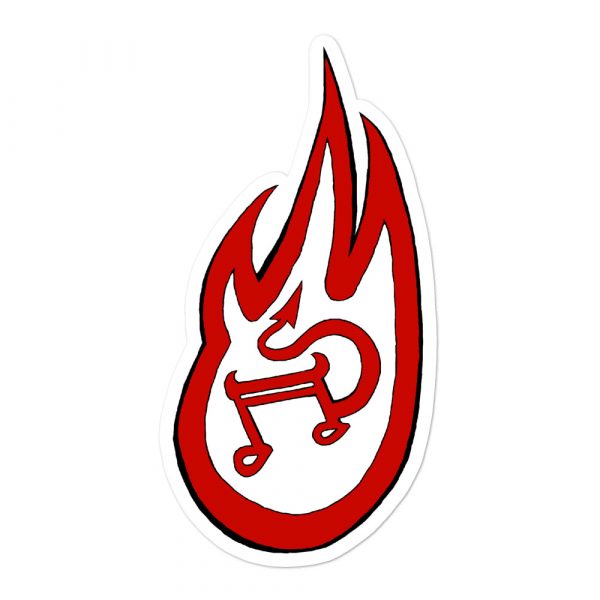 Flaming Devil Music Note, Bubble-free stickers