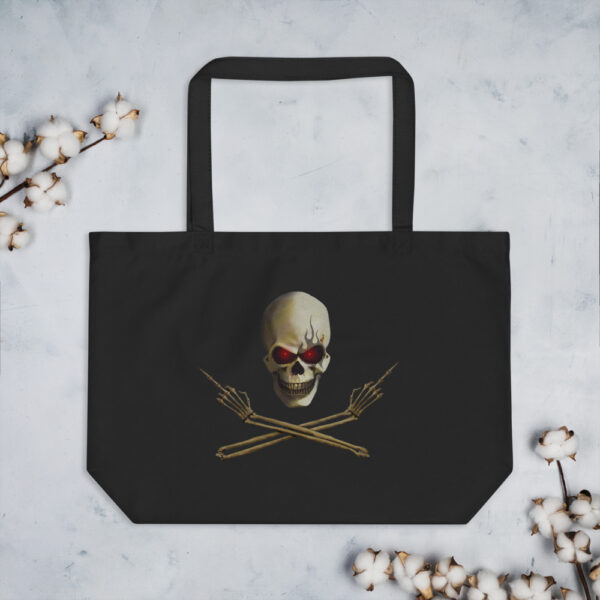 Skull and Crossed Arms, Large organic tote bag - Image 3