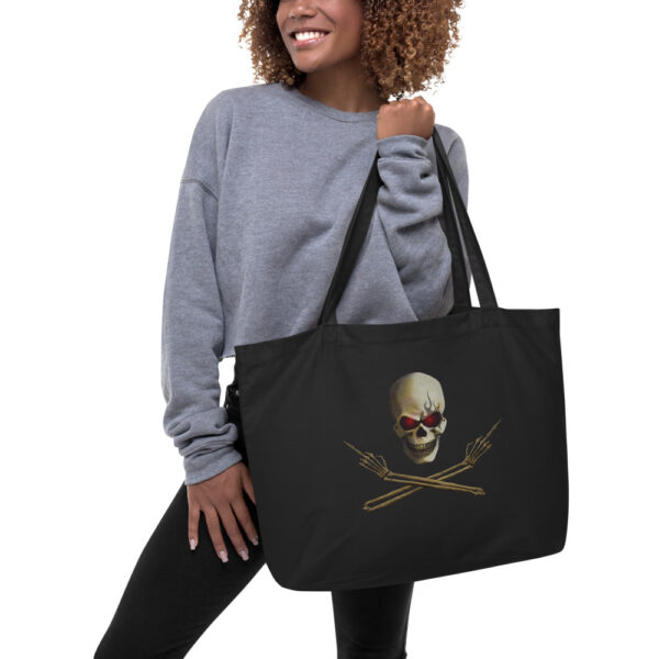 Skull and Crossed Arms, Large organic tote bag - Image 2
