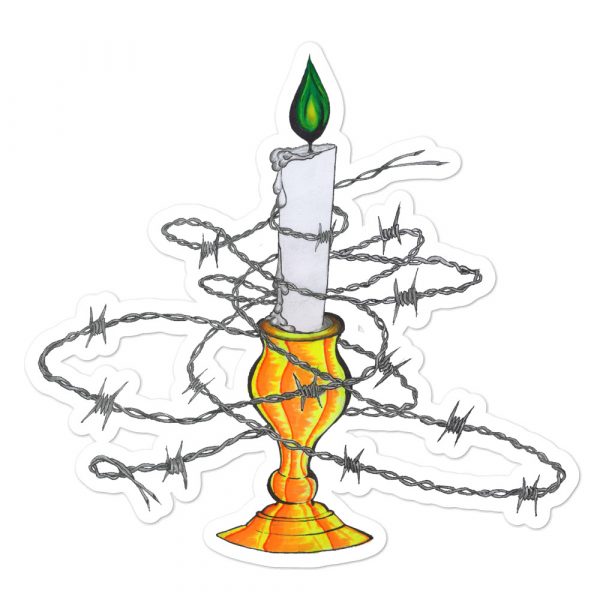 Candle Shrouded in Barbwire, Bubble-free stickers