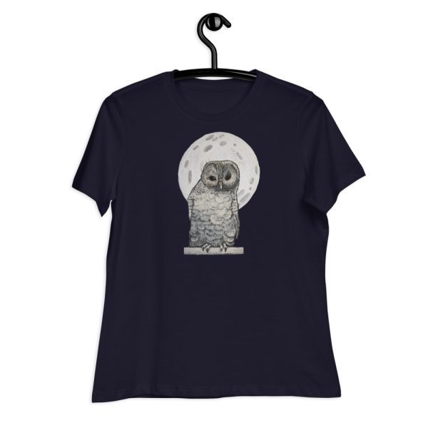 Owl and Moon, Women's Relaxed T-Shirt - Image 4