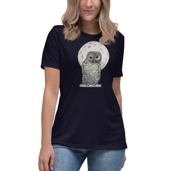 Owl and Moon, Women's Relaxed T-Shirt - Image 2