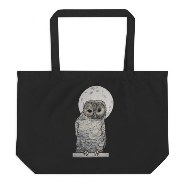Owl and Moon, Large organic tote bag