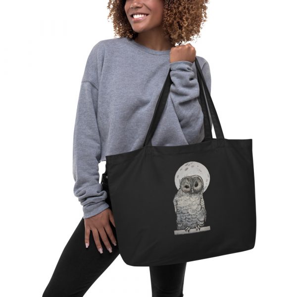 Owl and Moon, Large organic tote bag - Image 2