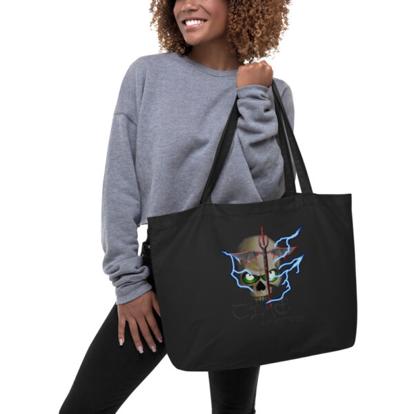 Lightning Skull, Large organic tote bag - Image 2
