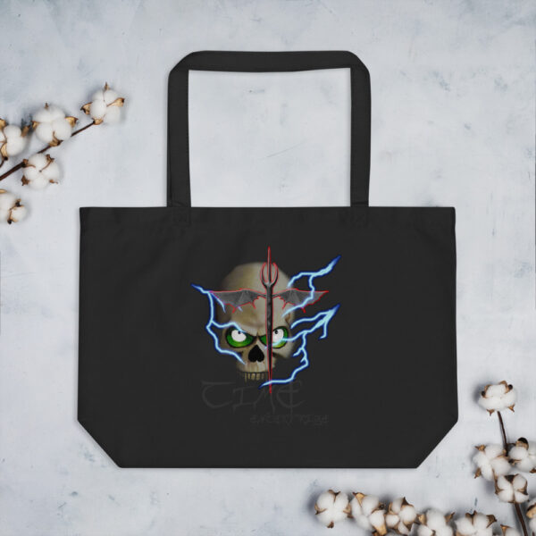 Lightning Skull, Large organic tote bag - Image 3
