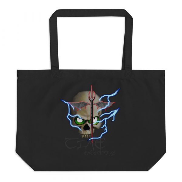 Lightning Skull, Large organic tote bag