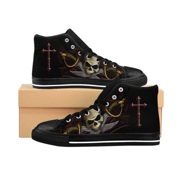 Skull Cutlass and Crucifix, Men's High-top Sneakers