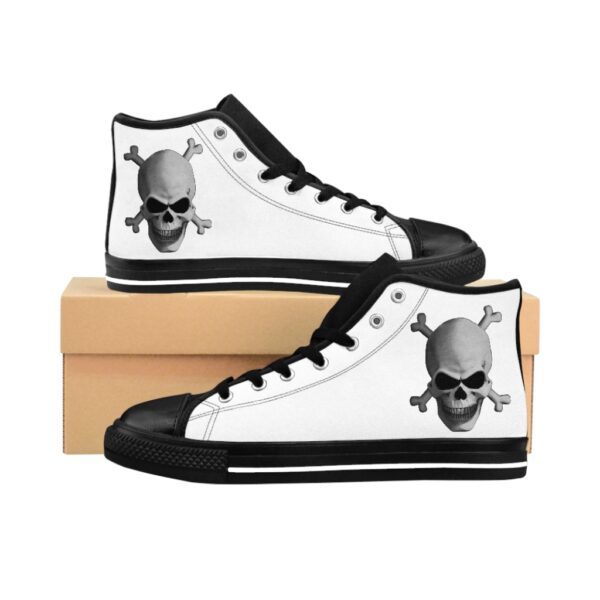 Grey Skull & Cross Bones, Men's High-top Sneakers